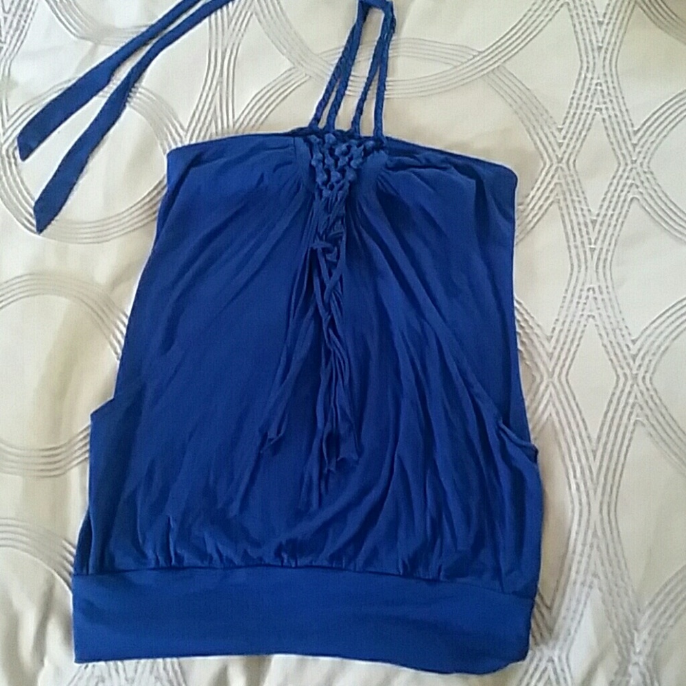 Draped front woven halter